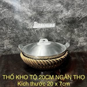 Thố Kho Tộ Gang 20 cm Doa Bóng Chất Lượng Tốt Hãng Ngân Thọ